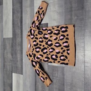 Leopard Print Kids Dress - Tan and Pink